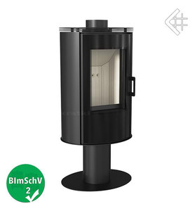Piec wolnostojący KOZA AB STAL NOGA GLASS obrotowa z acumotte z wylotem spalin fi 150 + dolot, moc 5,5-10,5kw