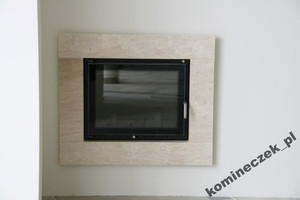Pełny zestaw - wkład z płaszczem wodnym 8 kw z ramą marmurową BEŻOWĄ + akcesoria montażowe
